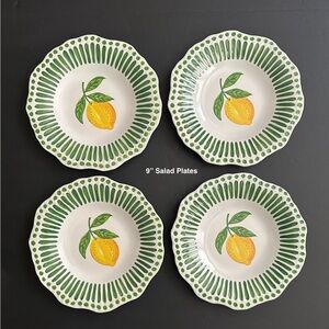 THE FARMHOUSE By Rachel Ashwell 100% Melamine Set Of 4 Lemon Patterned Plates